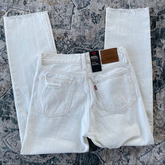 NWT Wedgie high rise distressed white cream jeans - Picture 5 of 8